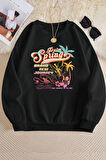 Uyguntarz Unisex Springs Baskılı Bisiklet Yaka Sweatshirt