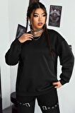 Uyguntarz Unisex Nothing Baskılı Bisiklet Yaka Sweatshirt