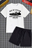 Unisex Age Of Steam Baskılı Şort Takım
