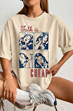 Uyguntarz Unisex Talk is Cheap Baskılı Oversize Tshirt