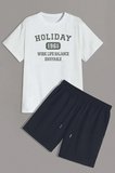 Unisex Holiday Baskılı Şort Takım