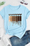 Uyguntarz Unisex Leopar Kalp Baskılı Oversize T-shirt