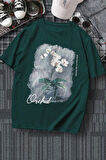 Unisex Orchid Baskılı Oversize Tshirt