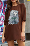 Uyguntarz Unisex Orchid Baskılı Oversize Tshirt