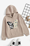 Uyguntarz Papatya Kelebek Baskılı Erkek - Kız Çocuk Rahat Kalıp Sweatshirt