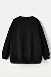 Uyguntarz Yaramaz Kedi Baskılı Oversize Sweatshirt