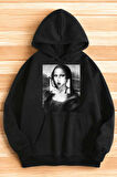 Uyguntarz Unisex Mona Lisa Baskılı Bisiklet Yaka Sweatshirt