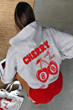 Uyguntarz Cherry Baskılı Oversize Sweatshirt