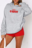 Uyguntarz Cherry Baskılı Oversize Sweatshirt