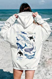 Uyguntarz Whales Baskılı Oversize Sweatshirt