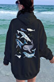 Uyguntarz Whales Baskılı Oversize Sweatshirt