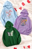 3'lu Paket Baskılı Oversize Unisex Sweatshirt