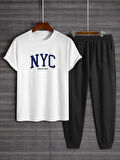 Unisex NYC Baskılı Tasarım Tshirt Eşofman Takımı