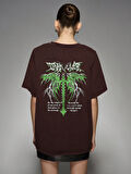 Unisex Dark Yeşil Baskılı Oversize Tshirt