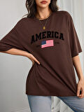 Unisex AMERICA Baskılı Baskılı Tasarım Tshirt