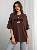 Unisex AMERICA Baskılı Baskılı Tasarım Tshirt