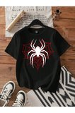 Unisex ÖRÜMCEK AĞLI Baskılı Oversize Tshirt