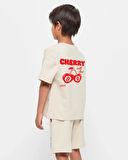 Çocuk Cherry Baskılı Pamuklu Tshirt