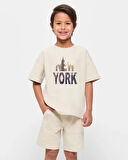 Çocuk NewYork Baskılı Pamuklu Tshirt