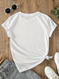 Unisex Sevimli Kedi Patili Kalp Tasarım Basklı Tshirt