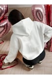 Papatya Kelebek Baskılı Oversize Sweatshirt