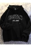 Unisex Boston Baskılı Oversize Sweatshirt