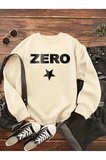 Unisex Zero Baskılı Oversize Sweatshirt