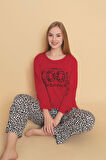 Dreamy Pamuklu Desenli Uzun Kollu Kadın Pijama Takımı