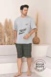 Büyük Beden Pamuklu Cepli Kısa Kollu Şortlu Erkek Pijama Takımı