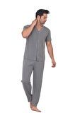 Dreamy Pamuklu Kısa Kollu Düğmeli Erkek Pijama Takımı