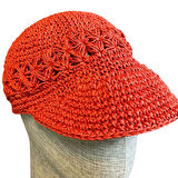 Uretti - Necla 1824 3565 El Yapımı Kağıt İp Şapka ve Omuz Çantası / Kırmızı