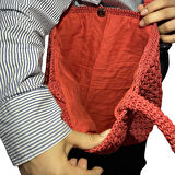 Uretti - Necla 1824 3565 El Yapımı Kağıt İp Şapka ve Omuz Çantası / Kırmızı