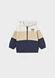 Mayoral 1-4 Yaş Erkek Bebek 3 Parçalı Eşofman Takımı | Kapüşonlu Fermuarlı Hırka + 2 Alt | Bej ve Lacivert Ayıcık Detaylı