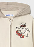 Mayoral 1-4 Yaş Erkek Bebek Hayvan Baskılı Kapüşonlu Krem Hırka
