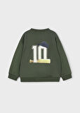 Mayoral 4-10 Yaş Erkek Çocuk Yeşil Sweatshirt – Ön ve Arkası Baskılı, İç Hafif Şardonlu