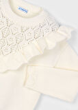 Mayoral Kız Çocuk Örme Kazak | Krem Renk, Fırfır Detaylı (4-10 Yaş)