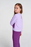 Kız Çocuk Lila Örme Crop Eşofman Takımı – 4-12 Yaş İspanyol Paça