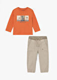 MAYORAL SKATE HOLOGRAMLI SWEAT BELİ PAÇASI LASTİK PANTOLON TAKIM (01-04 YAŞ ARASI) - BEJ-TURUNCU