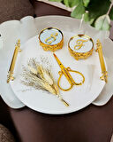 Commitment  Gold Polyester Nişan Tepsisi 