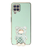 Smcase Samsung Galaxy M12 Kılıf Standlı Kamera Korumalı Cute Bear Silikon