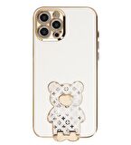 Smcase Apple iPhone 12 Pro Kılıf Standlı Kamera Korumalı Cute Bear Silikon