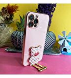 Smcase Apple iPhone 12 Kılıf Standlı Kamera Korumalı Cute Bear Silikon