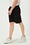 Erkek Fermuar Detaylı Şort Siyah