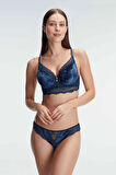 Bicomi Kadife Balenli Destekli Dolgulu Dantelli Büstiyer Sütyen ve Slip Takım