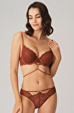 Bicomi Balenli Destekli Dolgulu Göbek Detaylı Dantelli Sütyen ve Slip Takım
