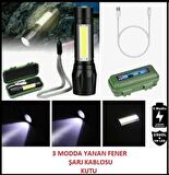 El Feneri Şarjlı KampŞarjlı Kamp Feneri  El Feneri Mini Boy  Ledli Fener Üç Fonksiyonlu Avcılık Fener Avcılık Feneri Mini Led Zoom Fener Üç Fonksiyon Fener