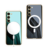 Smcase Samsung Galaxy S23 Kılıf Wireless Şarj Özellikli Kent Lazer Kaplama Magsafe Silikon