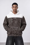 Erkek Not Básico Baskılı Yıkamalı Oversize Hoodie Kahve
