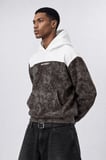 Erkek Not Básico Baskılı Yıkamalı Oversize Hoodie Kahve