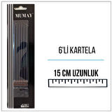 Metalik Siyah Uzun Pasta Mumu 15 cm 6'lı